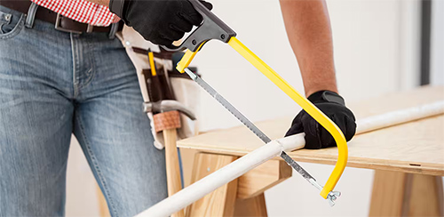 Cut Off the PVC pipe fitting or pipe Joint with A Hacksaw