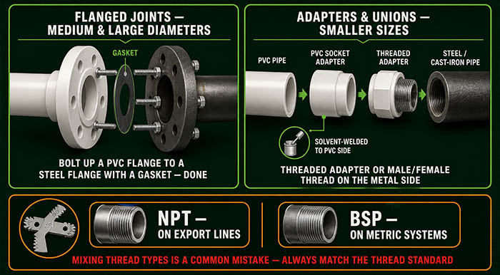 CONNECTING PVC TO OTHER PIPE MATERIALS