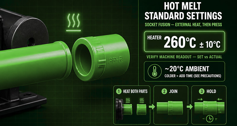PPR pipe fittings hot-melt standard settings