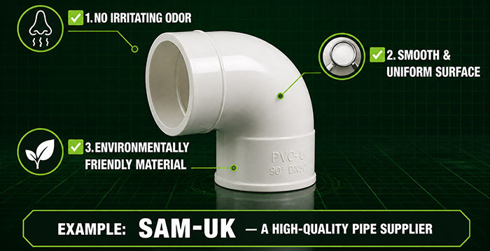 Selection of PVC pipe fitting materials and brands