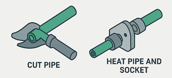加热 PPR 管材和管件的两端