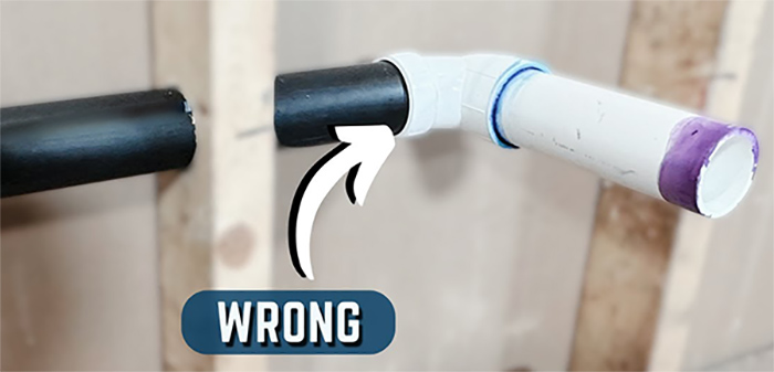 ABS pipe connected to PVC pipe