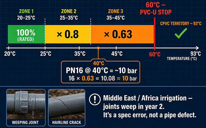 Details regarding PVC pressure pipe ratings