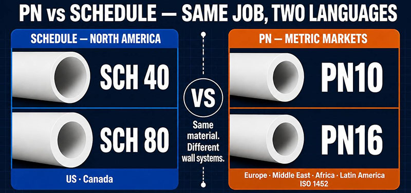 tubería de pvc PN vs. Programa