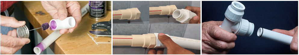 Different connection methods for PVC pipes