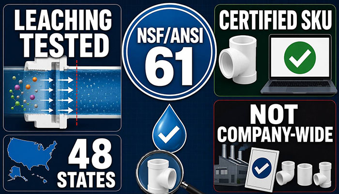 NSF, ANSI 61: Seguridad del Agua Potable para tuberías y accesorios de PVC