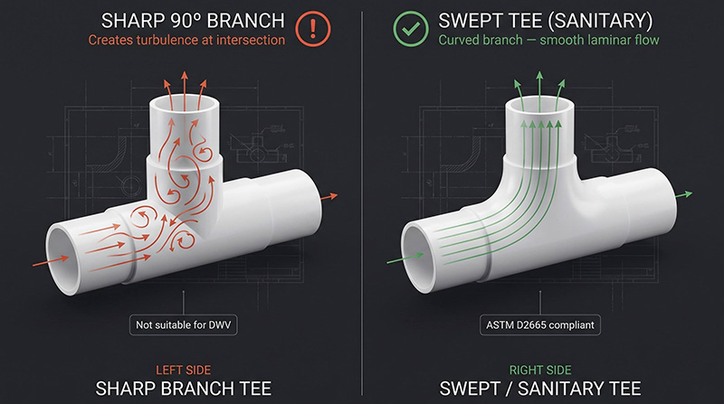 Tees split or combine flow