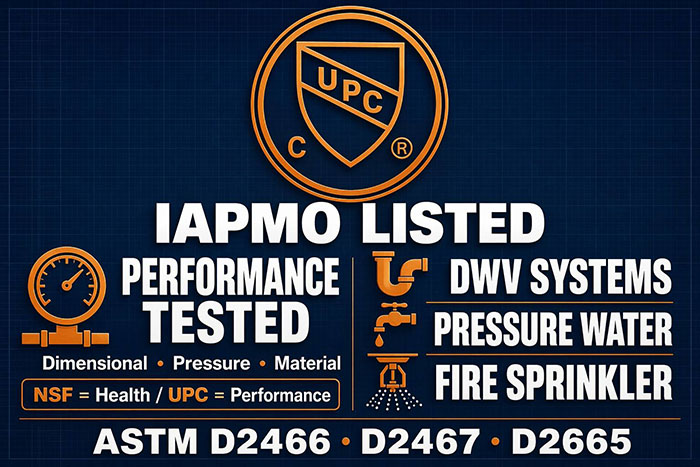 Código uniforme de tuberías y accesorios de PVC UPC: Listado IAPMO