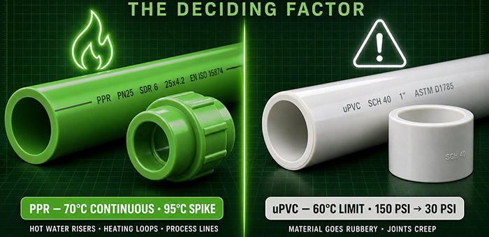 Comparison of the temperature resistance of PPR and PVC