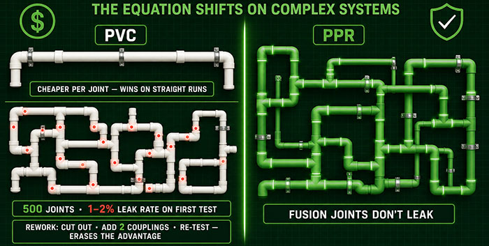 Installation costs of PVC and PPR pipe fittings