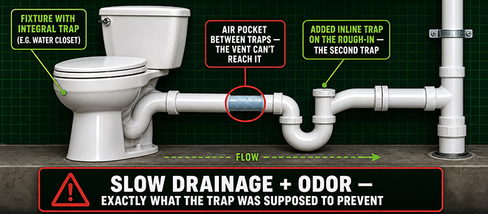 Irregularities in the installation of ventilation openings and water traps