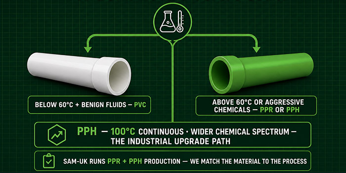 PVC and PPR industrial process pipes