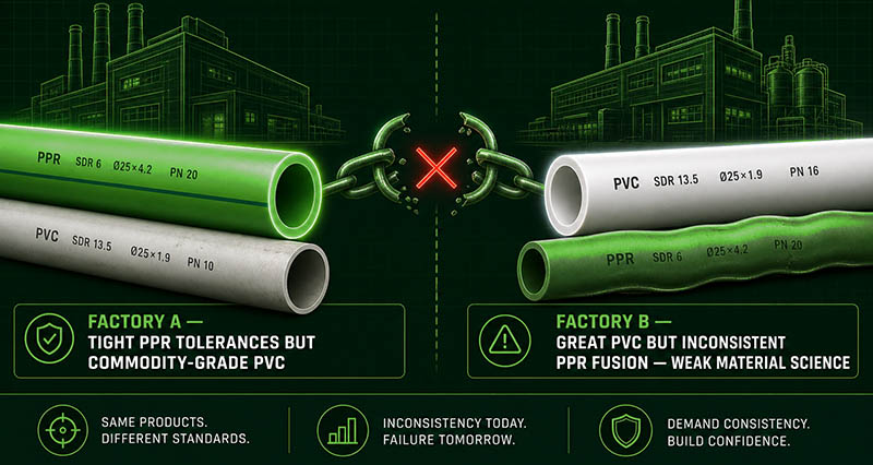 PVC and PPR pipe fittings vary in quality depending on the factory.