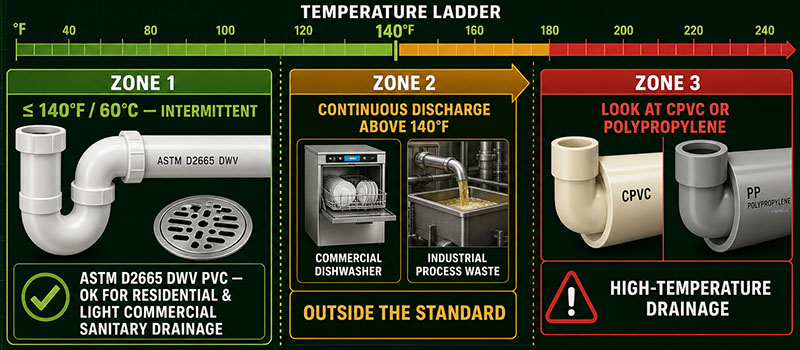 Temperature difference between PVC pressure pipes and drainage pipes