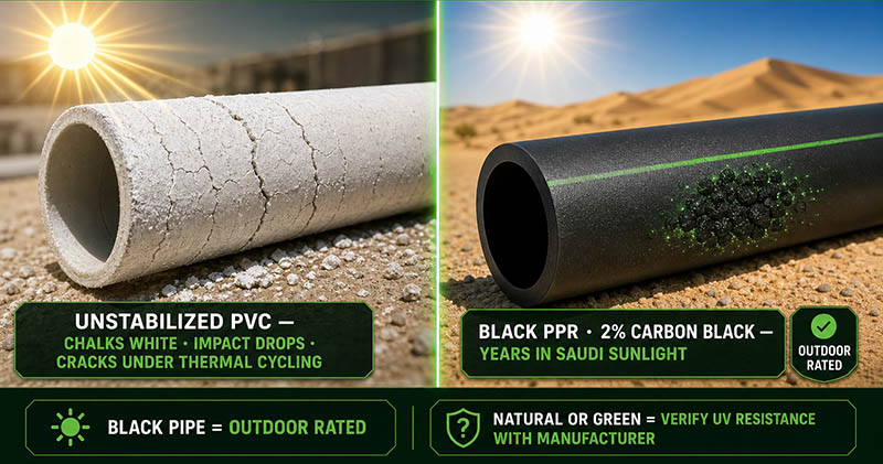 UV resistance of PVC and PPR pipe fittings