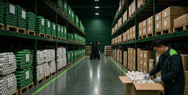 Finished product warehouse of plastic pipe factory