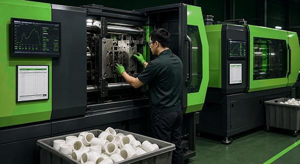 Injection molding process in plastic pipe factories