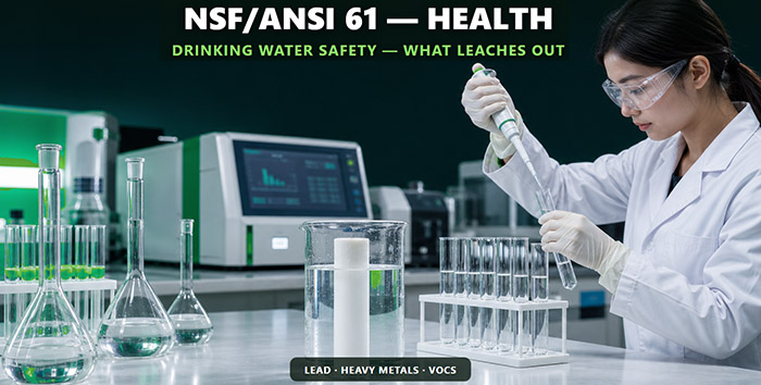 NSF ANSI 61: Ensayos de productos para accesorios de tuberías de plástico